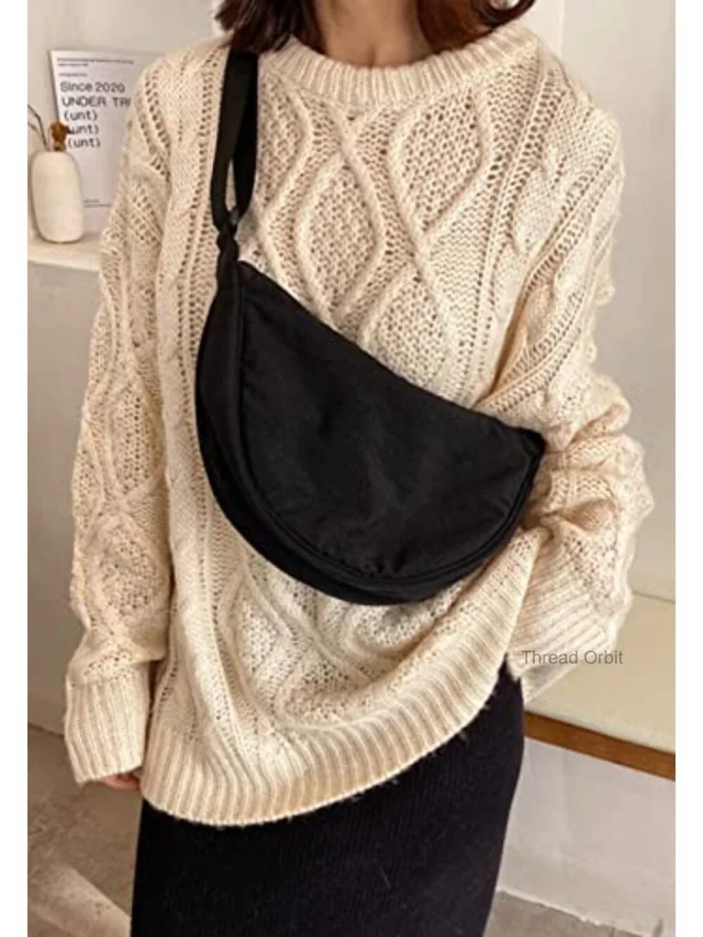 CHIC HOBO BAG Crescent Nylon Crossbody Shoulder Purse Unisex Lightweight
